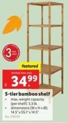 Lidl 5-Tier Bamboo Shelf offer