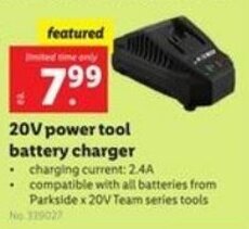Lidl 20V Power Tool Battery Charger offer