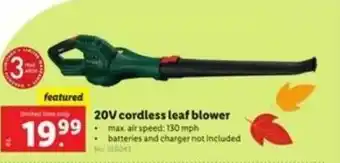 Lidl 20V Cordless Leaf Blower offer