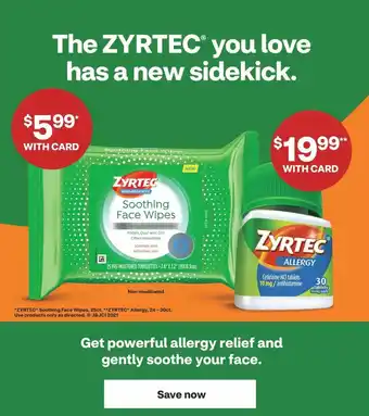 CVS Zyrtec Soothing Face Wipes offer
