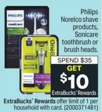 CVS Philips Norelco Shave Products,Sonicare Toothbrush Or Brush Heads offer