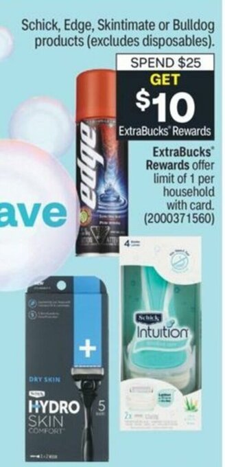 CVS Schick, Edge, Skintimate Or Bulldog Products offer