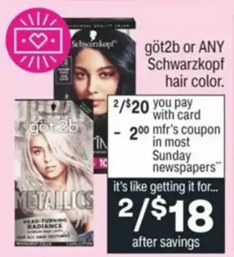 CVS Göt2b Or Any Schwarzkopf Hair Color offer