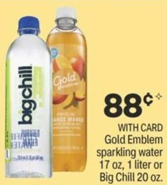 CVS Gold Emblem Sparkling Water 17 oz, 1 Liter Or Big Chill 20 Oz offer