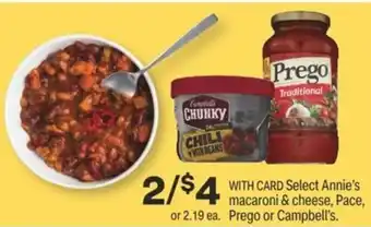 CVS Annie's Macaroni & Cheese, Pace, Prego Or Campbell's offer