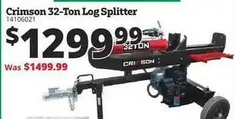 Rural King Crimson 32-Ton Log Splitter offer