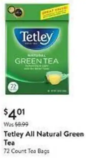 Walmart Tetley All Natural Green Tea 72 Count Tea Bags offer