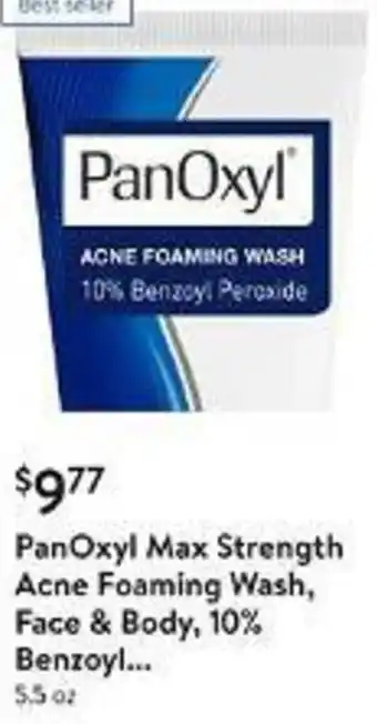 PanOxyl Max Strength Acne Foaming Wash, Face & Body, 10% Benzoyl