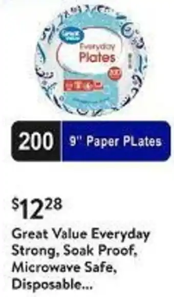 Walmart Great Value Everyday Strong, Soak Proof, Microwave Safe, Disposable offer