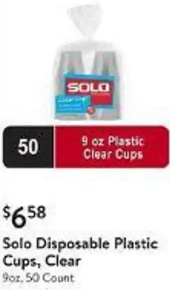 Walmart Solo Disposable Plastic Cups, Clear offer
