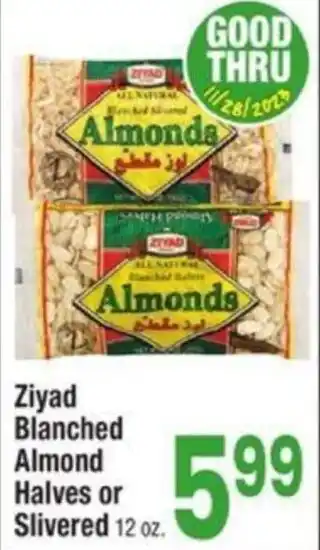 Jewel-Osco Ziyad Blanched Almond Halves or Slivered 12 oz. offer