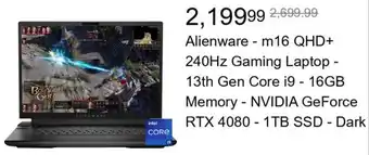 Best Buy Alienware - m16 QHD+ 240Hz Gaming Laptop offer