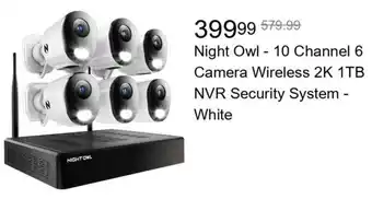 Best Buy Night Owl 10 Channel 6 Camera Wireless 2K 1TB NVR Security System - White offer