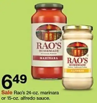 Target Rao's 24-oz. marinara or 15-oz. alfredo sauce offer