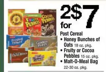 ACME Post Cereal Honey Bunches Of Oats, Fruity Or Cocoa Pebbles, Malt-o-meal Bag offer