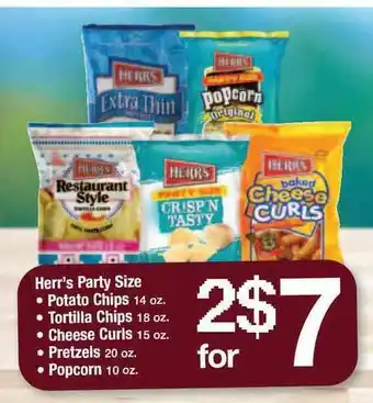 ACME Herr's Party Size Potato Chips, Tortilla Chips, Cheese Curls, Pretzels, Popcorn offer
