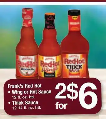 ACME Frank's Red Hot Wing Or Hot Sauce, Thick Sauce offer