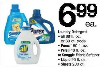 ACME Laundry Detergent Purex, Persil Or Snuggle Fabric Softener, Liquid, Sheets offer