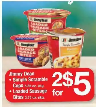 ACME Jimmy Dean Simple Scramble Cups, Loaded Sausage Bites offer