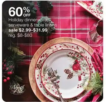 JC Penney Holiday dinnerware, serveware & table linens offer
