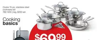 JC Penney Cooks 15-pc. stainless steel cookware set offer