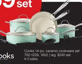 JC Penney Cooks 14-pc. ceramic cookware set offer
