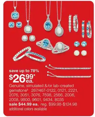 JC Penney Genuine, simulated &/or lab-created gemstone§ offer