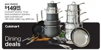 JC Penney Cuisinart contour 14-pc. hard-anodized or stainless steel cookware set offer
