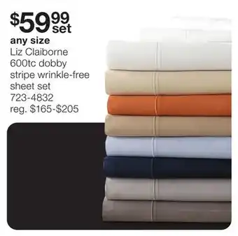 JC Penney Liz claiborne 600tc dobby stripe wrinkle-free sheet set offer