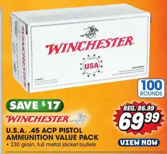 Big 5 Winchester usa .45 acp pistol ammunition - 100-round value pack offer
