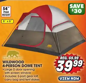 Big 5 Golden bear wildwood 4-person dome tent offer