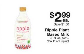 Fairway Store Market Ripple Plant Based Milk offer