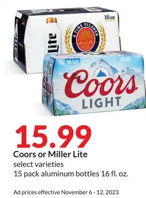 Hy-Vee Coors or miller lite offer