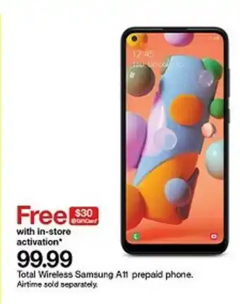 Target Total Wireless Samsung A11 Prepaid Phone offer