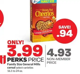 Hy-Vee Family size general mills cereal offer