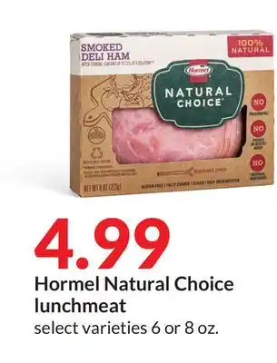 Hy-Vee Hormel natural choice lunchmeat offer
