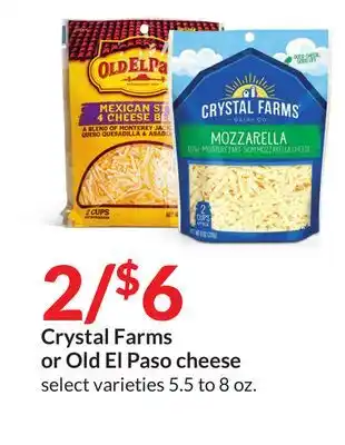 Hy-Vee Crystal farms or old el paso cheese offer