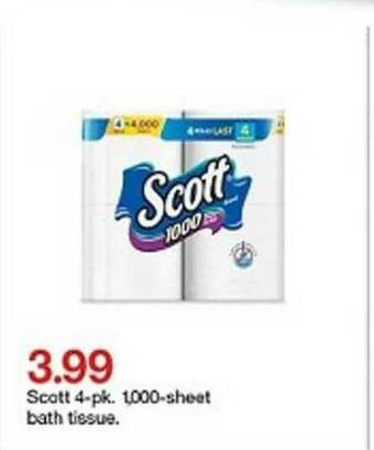 Target Scott 4-pk. 1000-sheet Bath Tissue offer