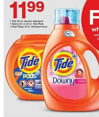 Target Tide 92-oz. Laundry Detergent, 32- Or 42-tide Pods, Gain Flings 42-ct. Detergent Pacs offer