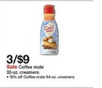 Target Coffee Mate 32-oz. Creamers offer