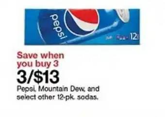 Target Pepsi, Mountain Dew, And Select Other 12-pk. Sodas offer