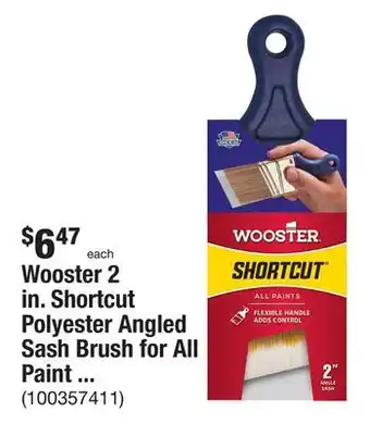 The Home Depot Wooster 2 in. shortcut polyester angled sash brush for all paint types offer