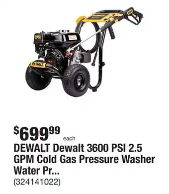 The Home Depot Dewalt dewalt 3600 psi 2.5 gpm cold gas pressure washer water professional with honda gx200 engine offer