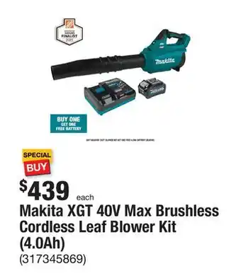 The Home Depot Makita xgt 40v max brushless cordless leaf blower kit (4.0ah) offer