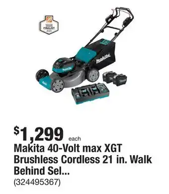The Home Depot Makita 40-volt max xgt brushless cordless 21 in. walk behind self-propelled commercial lawn mower kit (8.0ah) offer