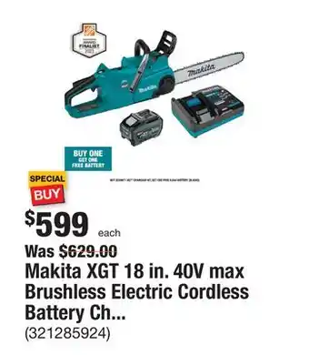 The Home Depot Makita xgt 18 in. 40v max brushless electric cordless battery chainsaw kit (5.0ah) offer