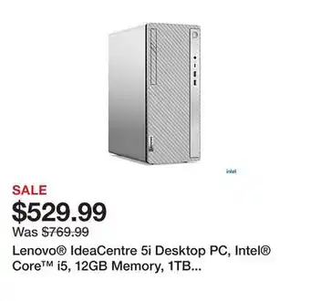 Office Depot Lenovo ideacentre 5i desktop pc, intel core i5, 12gb memory, 1tb hard drive/256gb solid state drive, windows 11 offer