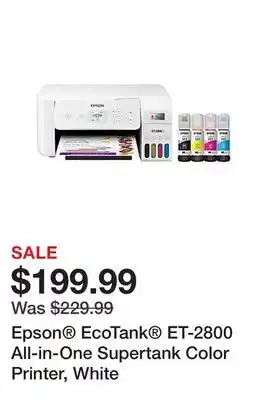 Office Depot Epson ecotank et-2800 all-in-one supertank color printer, white offer