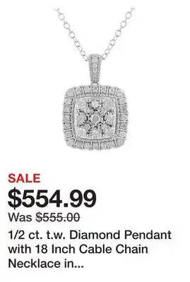 Belk 1/2 ct. t.w. diamond pendant with 18 inch cable chain necklace in sterling silver offer