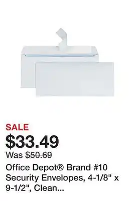Office Depot Office depot brand #10 security envelopes, 4-1/8 x 9-1/2, clean seal, white, box of 500 offer